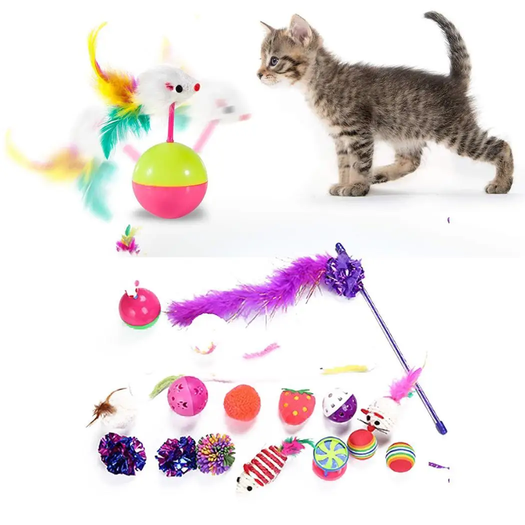 

Cat Toys Assortments Cat Tunnel Feather Teaser picture Wand Fluffy Mouse Balls Toys Set