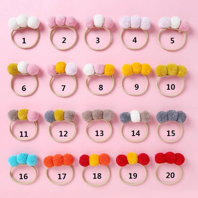 Baby Headband Pompom Girls Kawaii Accessories For Kids Elastic Hair Bands Toddler Soft Headbands Crown Ties Newborn Photp Props baby headband