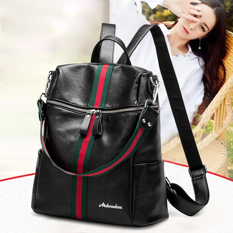 

Micro WOMEN'S Bag Leather Backpack Mummy Bag Large Capacity Bag 2019 Spring New Style Backpack Full-grain Leather