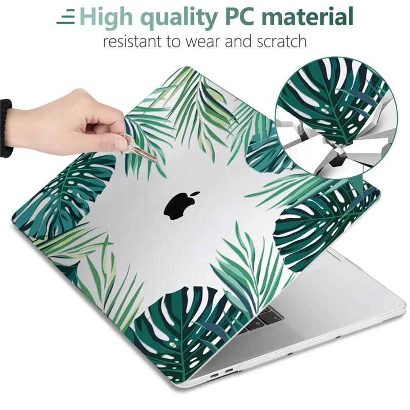 Пластиковый чехол с принтом зеленых листьев для Macbook Air 11 12 13 A1932 2020 Pro A2251 A2289 15 16 Touch
