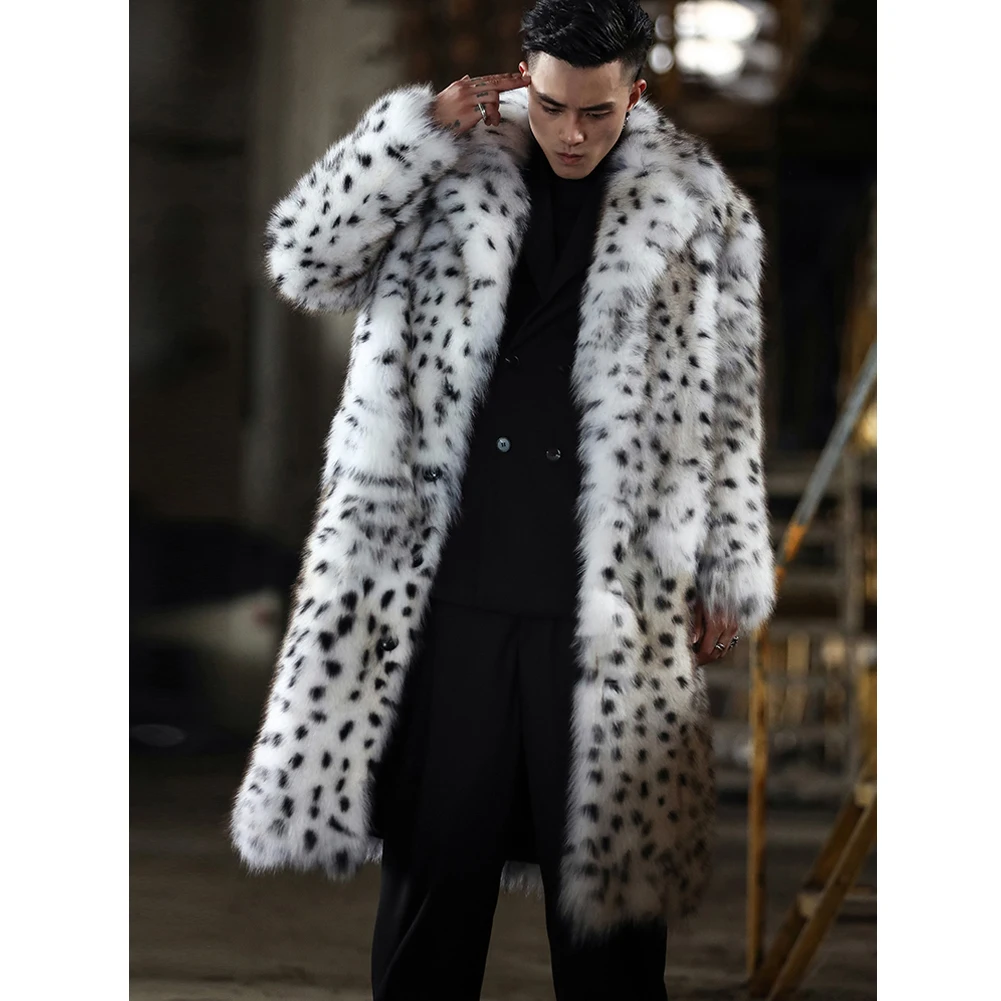 2019 New Mens Fox Fur Coat Fashion Long Fur Jacket Suit Collar