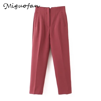

Miguofan Women Pant Solid Long Straight blazer pants Trousers Autumn Winter Elegant Bottom Femme Office Ladies Pants Trousers