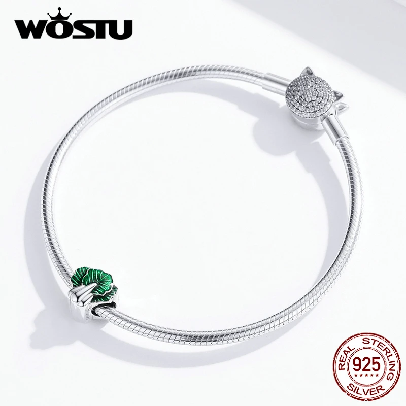 WOSTU, серебро, 925 пробы, милые бусины для овощей, кукуруза, морковь, шпинат, талисманы, подходят к оригинальному браслету, подвеска, ювелирное изделие, FIC1411