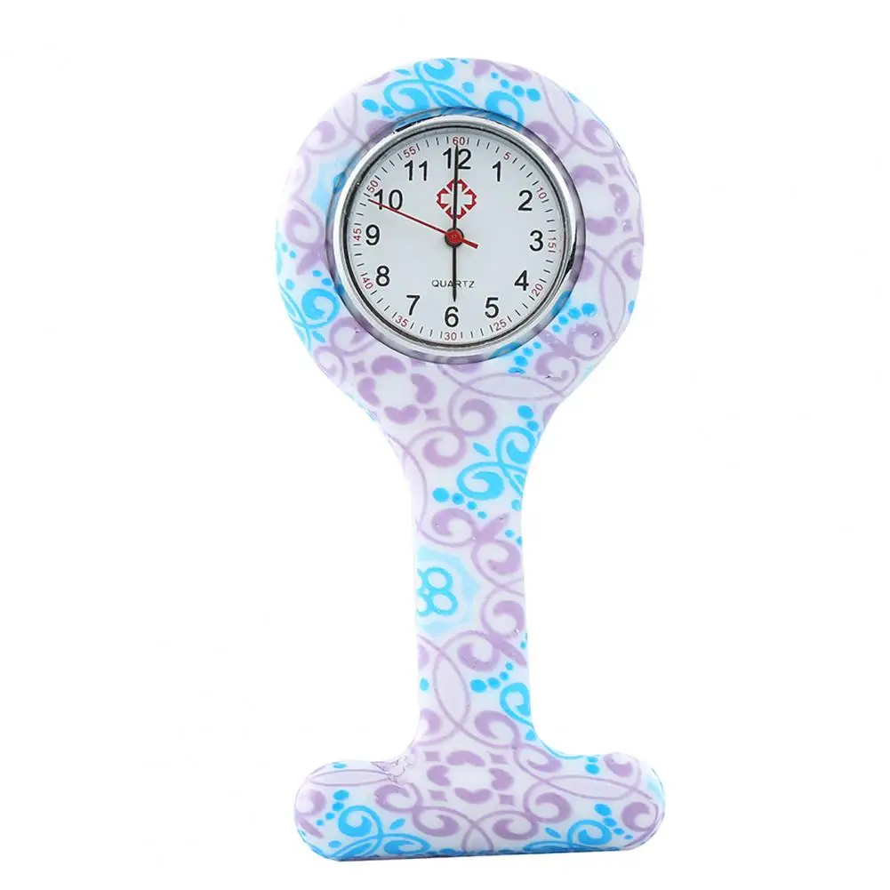 Pocket Watch Casual Silicone Nurse Watch Multicolor Pattern Arabi Numerals Round Dial Women Nurses Brooch Tunic Fob Watches Pocket Watches