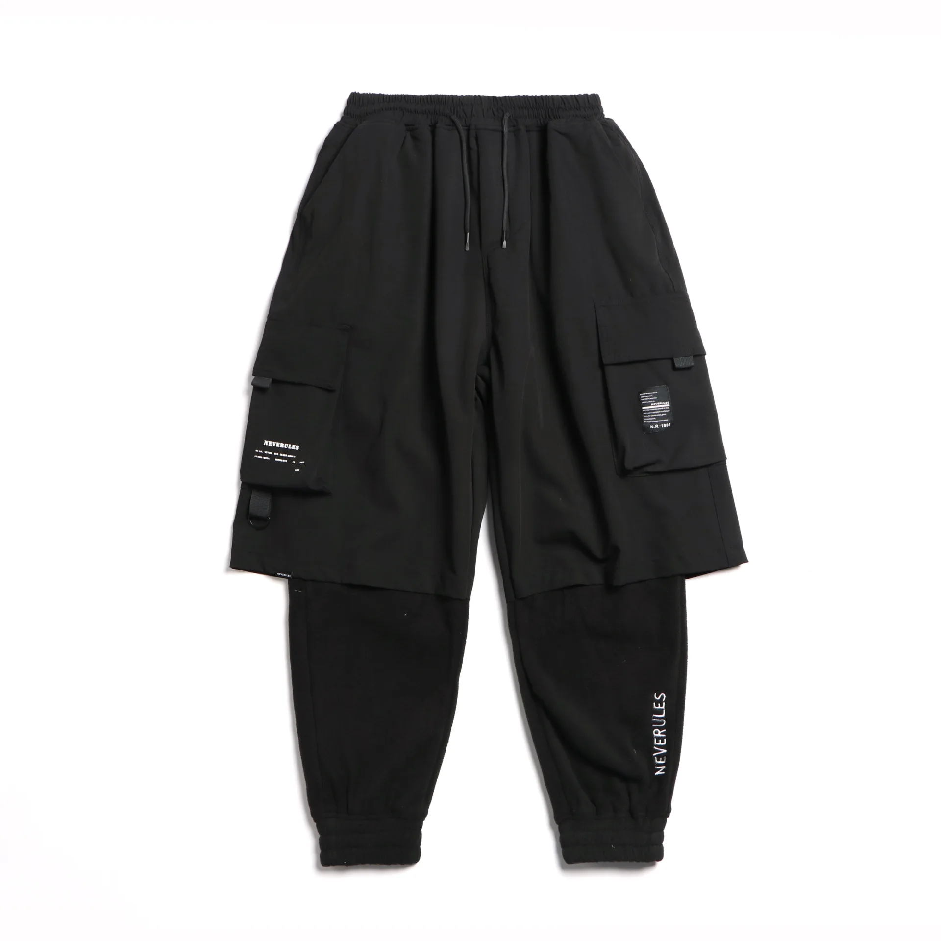

City Where the Product Origional Winter New Style Trend Mock Two-Piece Workwear Harem Pants Multi-pockets Lace-up Ankle Banded P