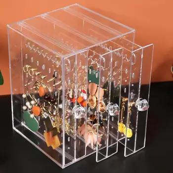 

Clear Acrylic Earring Display Stand Jewelry Display Rack Holder Home Plastic Storage Box Organizer Deck Decoration