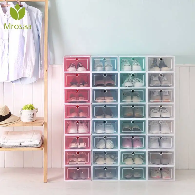 6PCS/Set Thickened Flip Shoes Transparent Drawer Case PP Plastic Shoe Boxes Stackable Box Storage Shoe Box Storage organizer