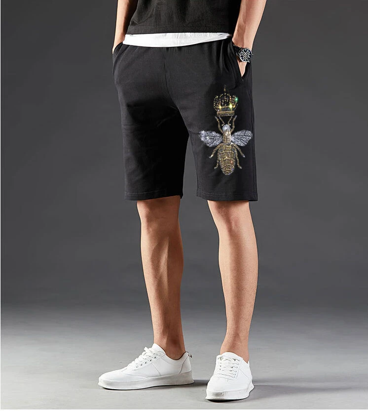 Pantalones cortos con diamantes imitación para hombre, Shorts masculinos para correr, para Fitness y playa|Pantalones cortos| AliExpress