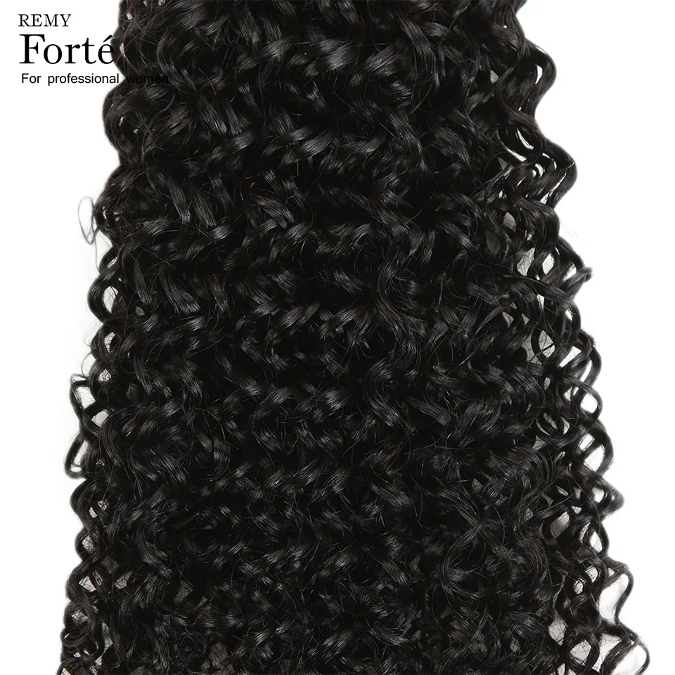 Remy Forte Curly Bundles With Closure 30 Inch Bundles With Frontal 100% Brazilian Hair Weave Bundles 3 Bundles Sleek Ponytail
