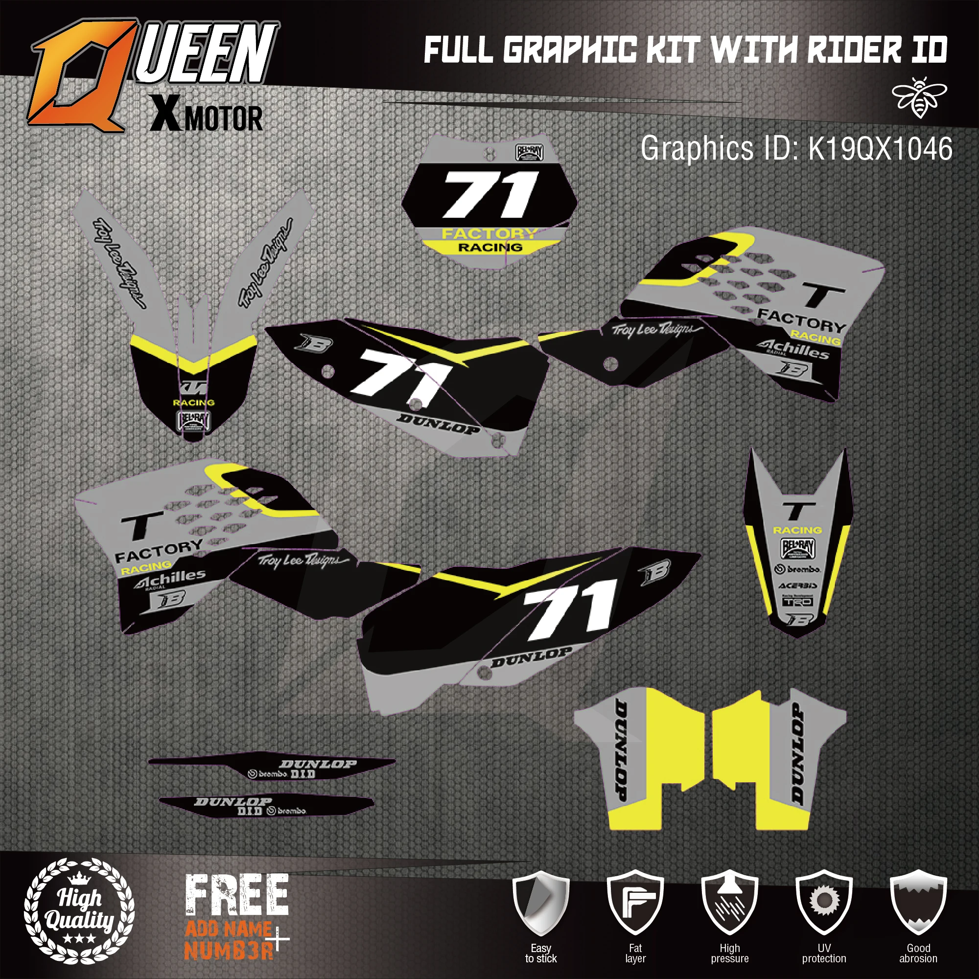 

Queen-X Custom Team Graphics Backgrounds Decals 3M Stickers Kit For KTM SXF 2007-2010 EXC 2008-2011 046