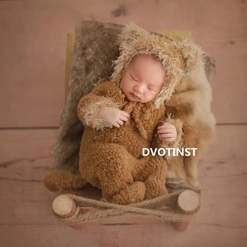 Dvotinst реквизит для фотосъемки новорожденных Мягкие вязаные наряды с медведем