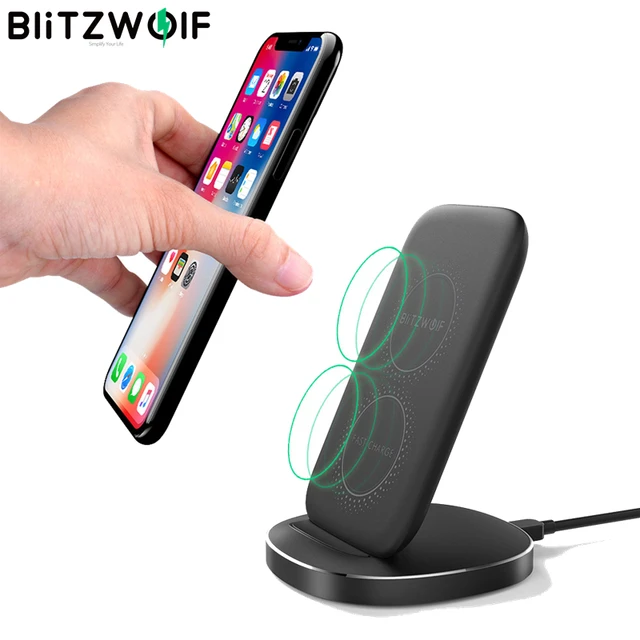 BlitzWolf FWC6 10W 7.5W 5W podwójne cewki Qi inteligentny bezprzewodowy szybka ładowarka stojak uchwyt dla iPhone 12 Pro Max dla Samsung dla Huawei