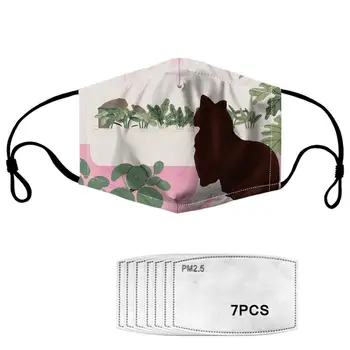 

Dust-proof Mask Kitty Printed Women Winter Health Cute Cat Prevent Infection 7PCS Filters Kids Kitten Masks 2020 Dropshipping