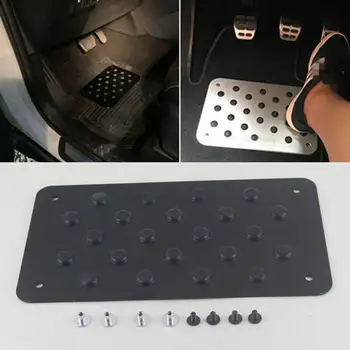 

New Black Aluminum Car Floor Mat Patch Non-slip Heel Plate Footrest Carpet Pedal Pad Car Mat Anti-skid Peda