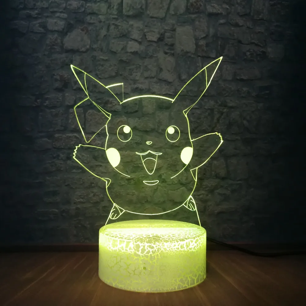 3D лампы Pokemon Pikachu, 7 цветов, светодиодный декоративный светильник на Рождество, s, USB, ночной Светильник для сна, 3AA, настольная лампа на батарейках для детей, Подарочная игрушка