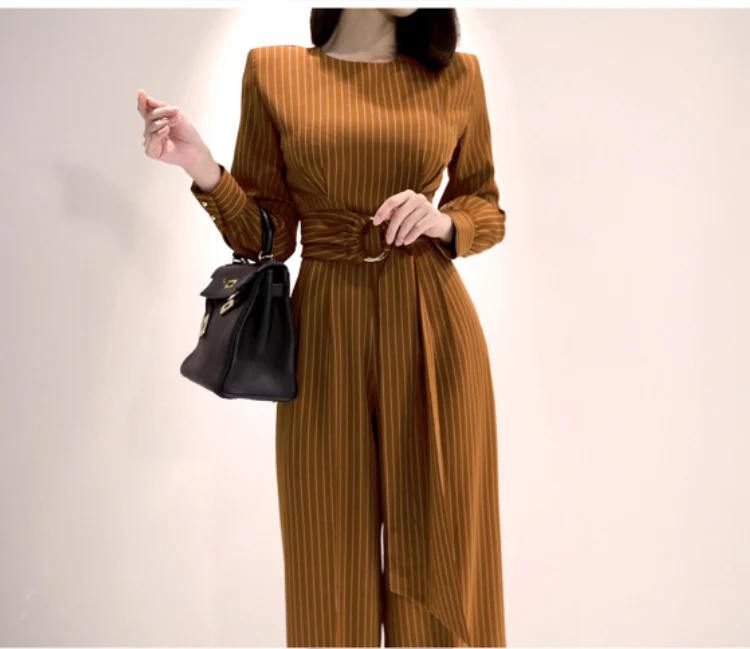 H Han Queen Solid Color Vintage Wide Leg Jumpsuits Women Autumn Winter Adjustable Waist Rompers Casual Bottoming Playsuits