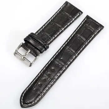 

Genuine KS Brand Logo Men Wrist Watch Black Brown Leather Belt Band Steel Buckle Replacement Watchband For Wristwatch /WTL019-27