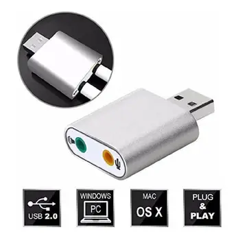 

LD14 USB 7.1 Sound Card Aluminum Alloy Computer External Independent Analog Sound Card