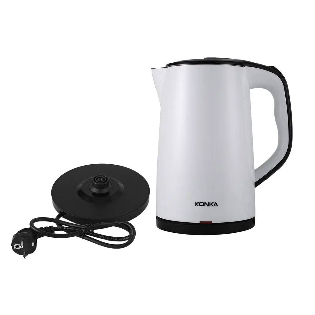 

Stainless Steel Electric Kettle Tea Pot Double Layers Scald Proof Kettle Power-off Protection Water Boiler Teapot fast boiling