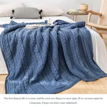 

Plus Velvet Twisted Knit Wool Blanket Skin-friendly Twist Weave Blanket Cozy Twist Weave Blanket Cotton Hand Crochet