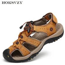 HOKSZVY/Специальное предложение; коллекция года; летние сандалии большого размера; пляжная обувь; мужская кожаная дышащая обувь; CLK-7239