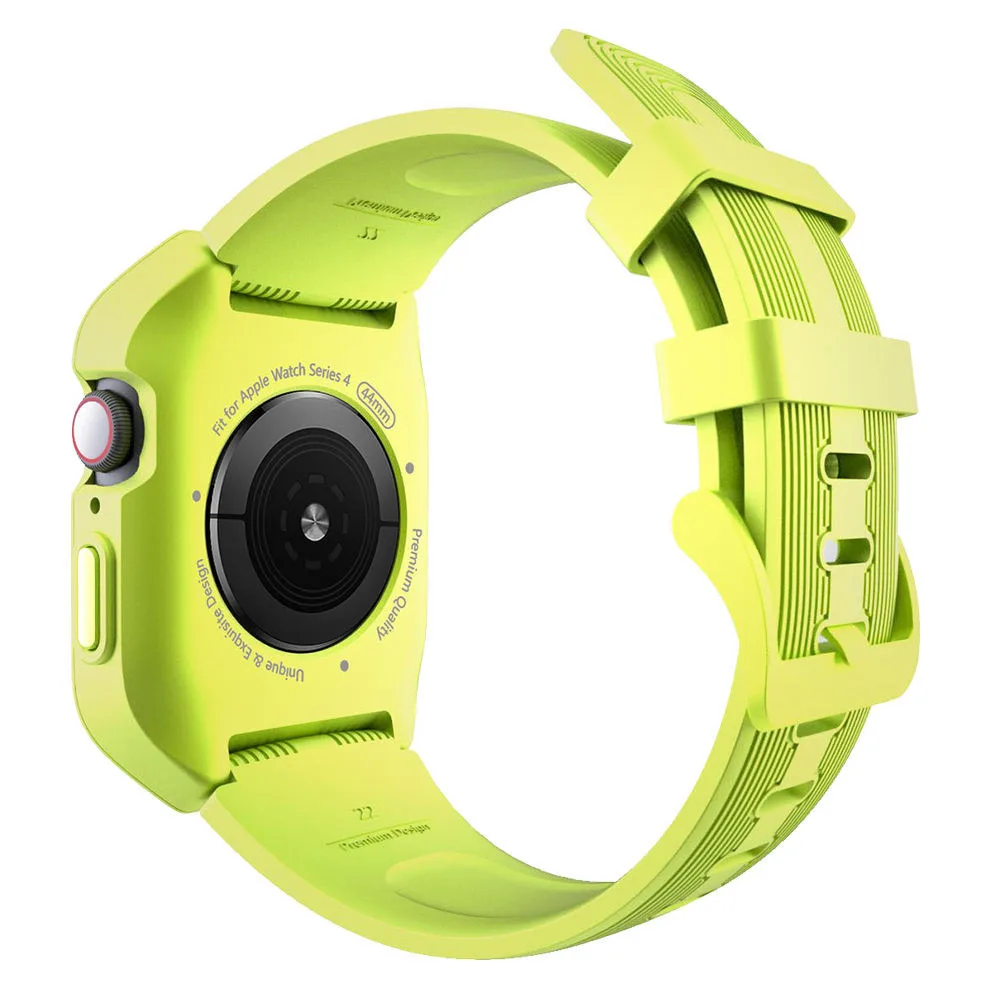 Премиум средство защиты ПК чехол с силиконовой лентой для Apple Watch Series 4 iWatch 44 мм противоударный чехол ремешок для спортивных часов аксессуары для бампера - Цвет ремешка: Green