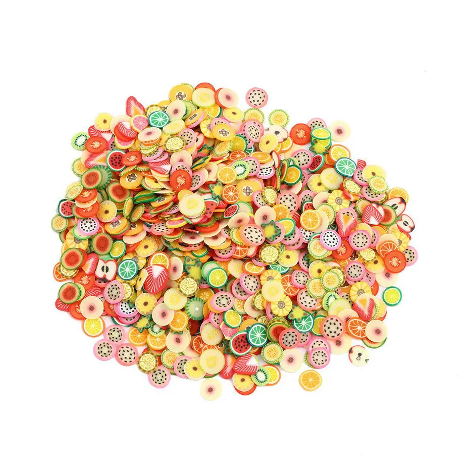 3D Nail Art Assorted Tropical Fruits Slices Polymer Clay Stickers Tips DIY Decor Craft Pack of 1000Pcs