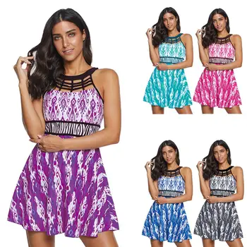 

Sexy Plus Size Tankini Set Women Swimwear Two Piece Print Swimsuit Swim Dress BeachWear Brazilian Bikini Skirt Bathing Suit