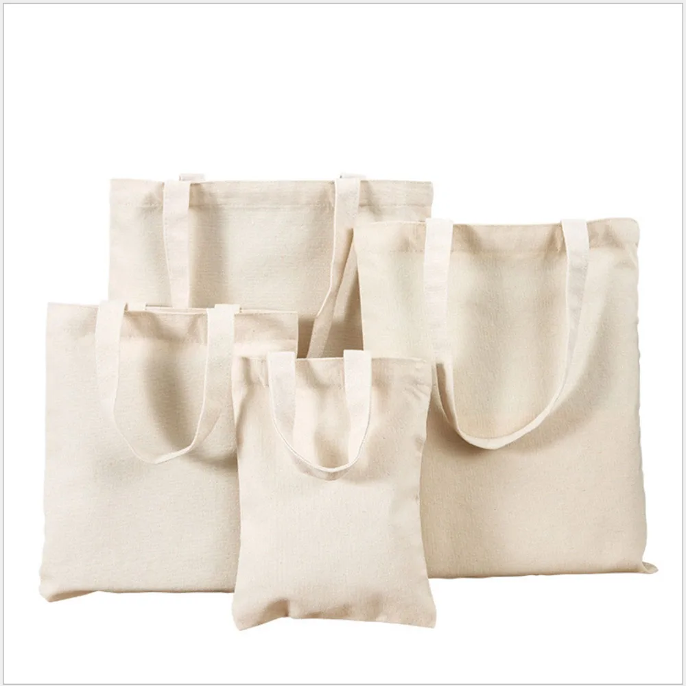 Canvas Cotton bag grocery handbag Foldable Fabric tote bag portable Storage organizer Shopping bag for woman Cloth organizer bag 2