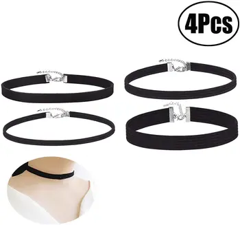 

Lvcky Women's Choker Necklaces Black Velvet Chokers, 4 Pieces