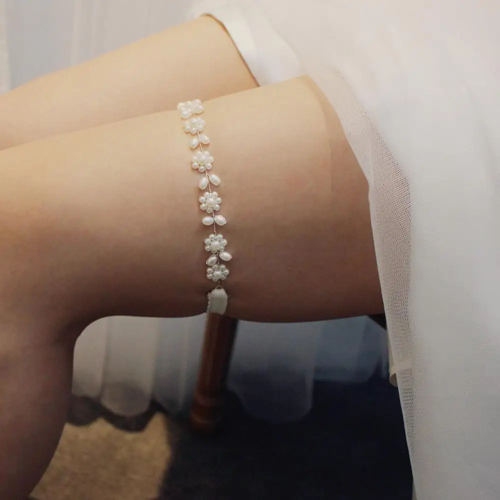 Сексуальный кружевной цветочный свадебный пояс для чулок SLBRIDAL с искусственным
