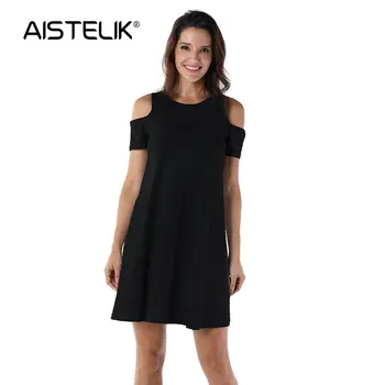 

AISTELIK 2020 summer hot sale strapless sexy fashion dress women loose casual round neck sleeveless dress
