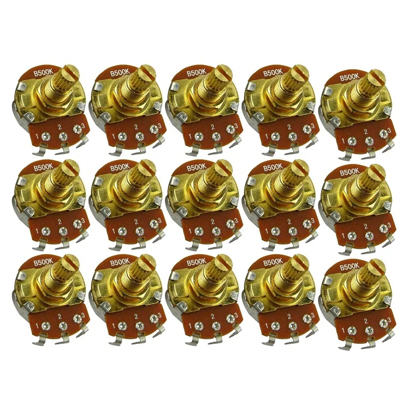 

15Pcs Guitar Full Size Pots B500K L18mm Shaft Audio Volume Taper Potentiometer