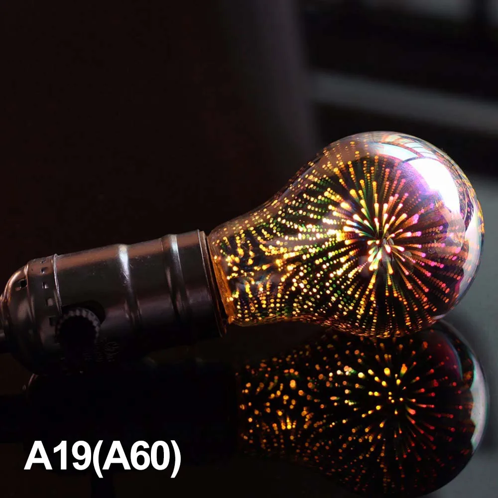 A60 Светодиодная лампа E27 3D украшение лампы фейерверк 110 220V ST64 G95 G80 G125 A60 бутылка сердце Праздничные огни Новинка Рождественская лампа - Испускаемый цвет: A60