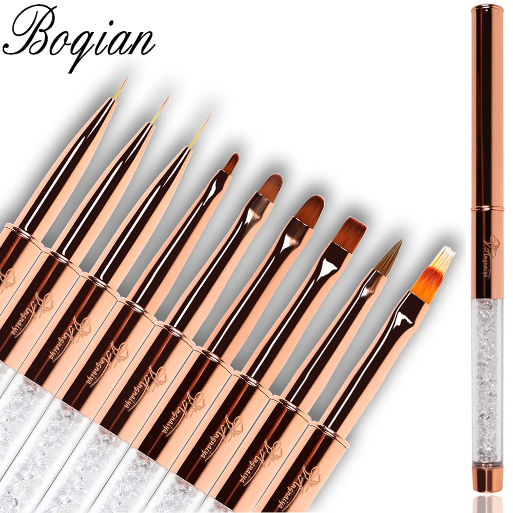 Painting-Pen Nail-Brush Rhinestone-Handle Uv-Gel-Liner Acrylic Gradient Rose-Gold BQAN