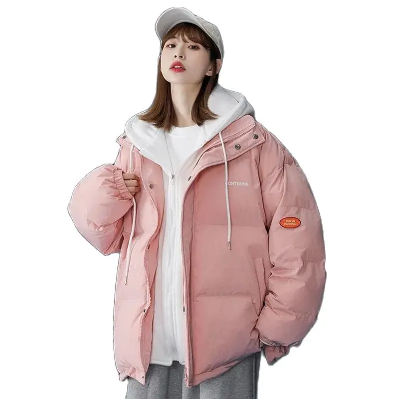 

2023 New Fake Two Piece Cotton Padded Jacket Oversize Women's Hooded Bread Jacket Winter Thick Warm Parke Student Parkas Coat