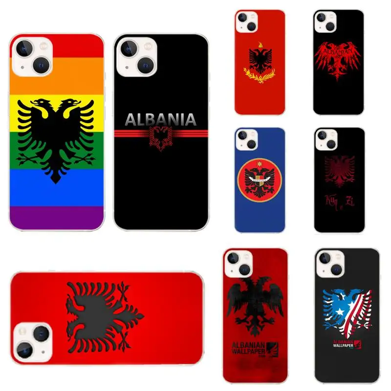 Чехол для телефона с албанским флагом прозрачный Iphone XR 11 12 13 Pro X XS Max 6 7 8 6s Plus SE2020