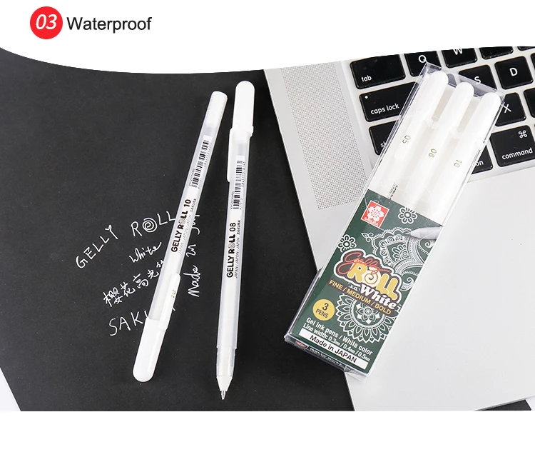 3pcs Sakura Gelly Roll White Pens highlighters Art Marker Fine Medium –  AOOKMIYA