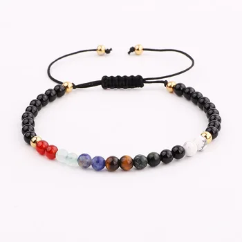 New Design Men Women Bracelet Cute Design 4mm Natural Stone Chakra Stone Energy Yoga Bracelet Men