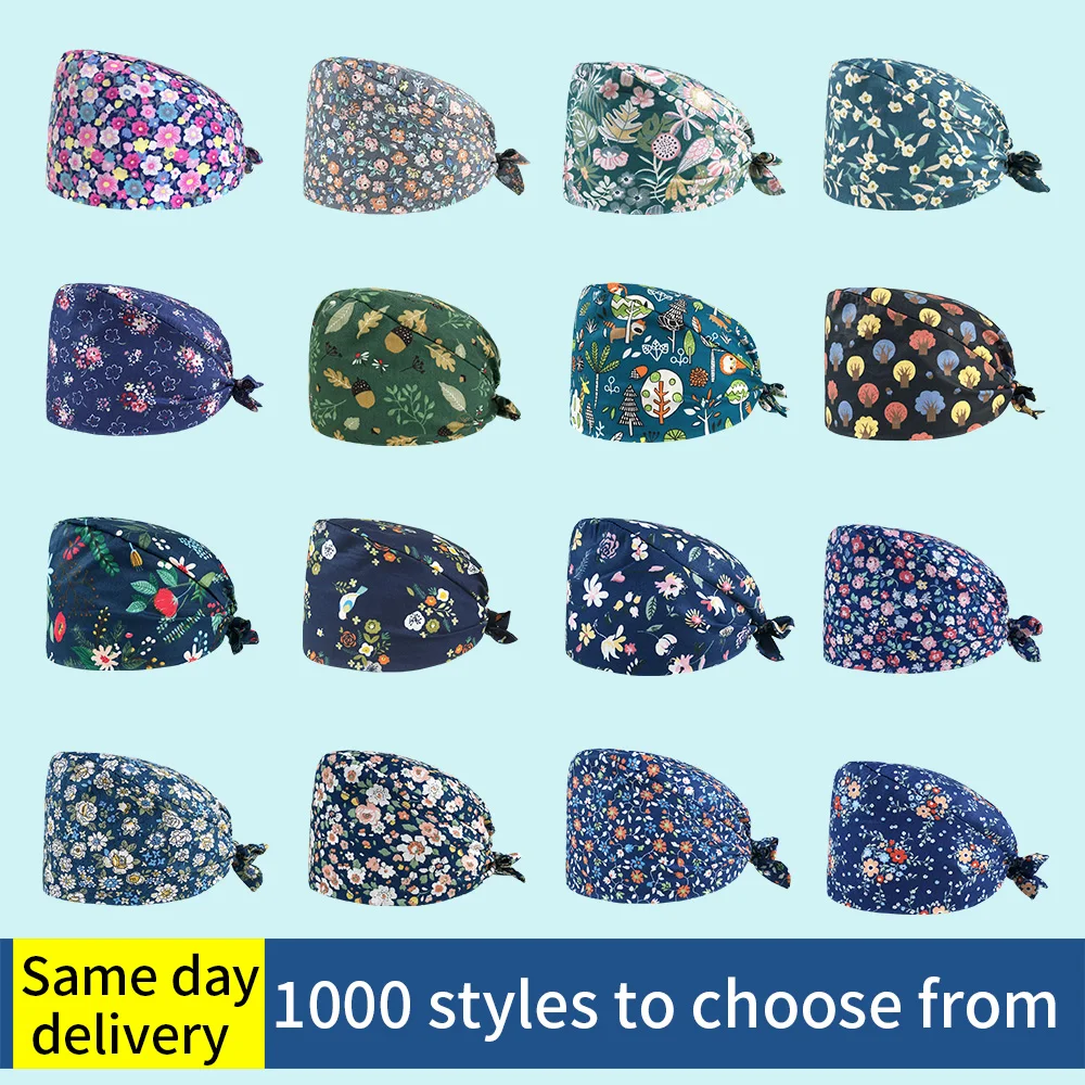 

Wholesale high quality Pure cotton breathable cartoon printing adjustable frosted hat pet shop frosted hats unisex Custom logo