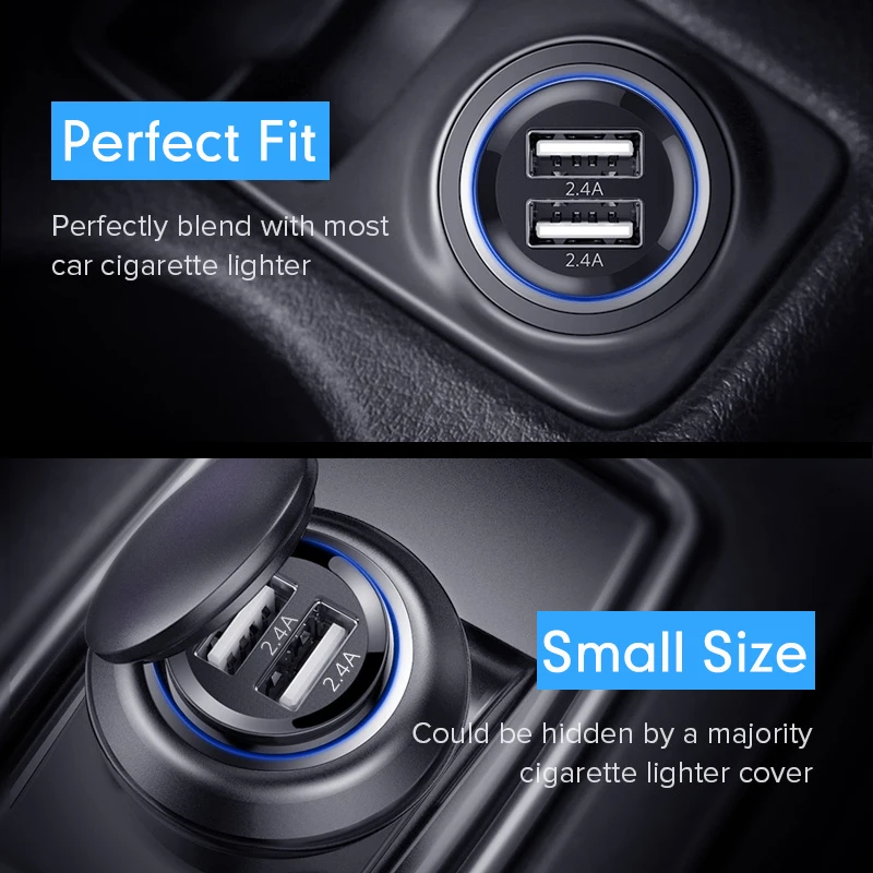 AZDOME мини-usb зарядное устройство для авто с контрастным Зарядное устройство для мобильных телефонов и планшетов 4.8A быстро Зарядное устройство автомобиля-Зарядное устройство с двумя портами USB адаптер в автомобиле для M11 GS63H Dash Cam