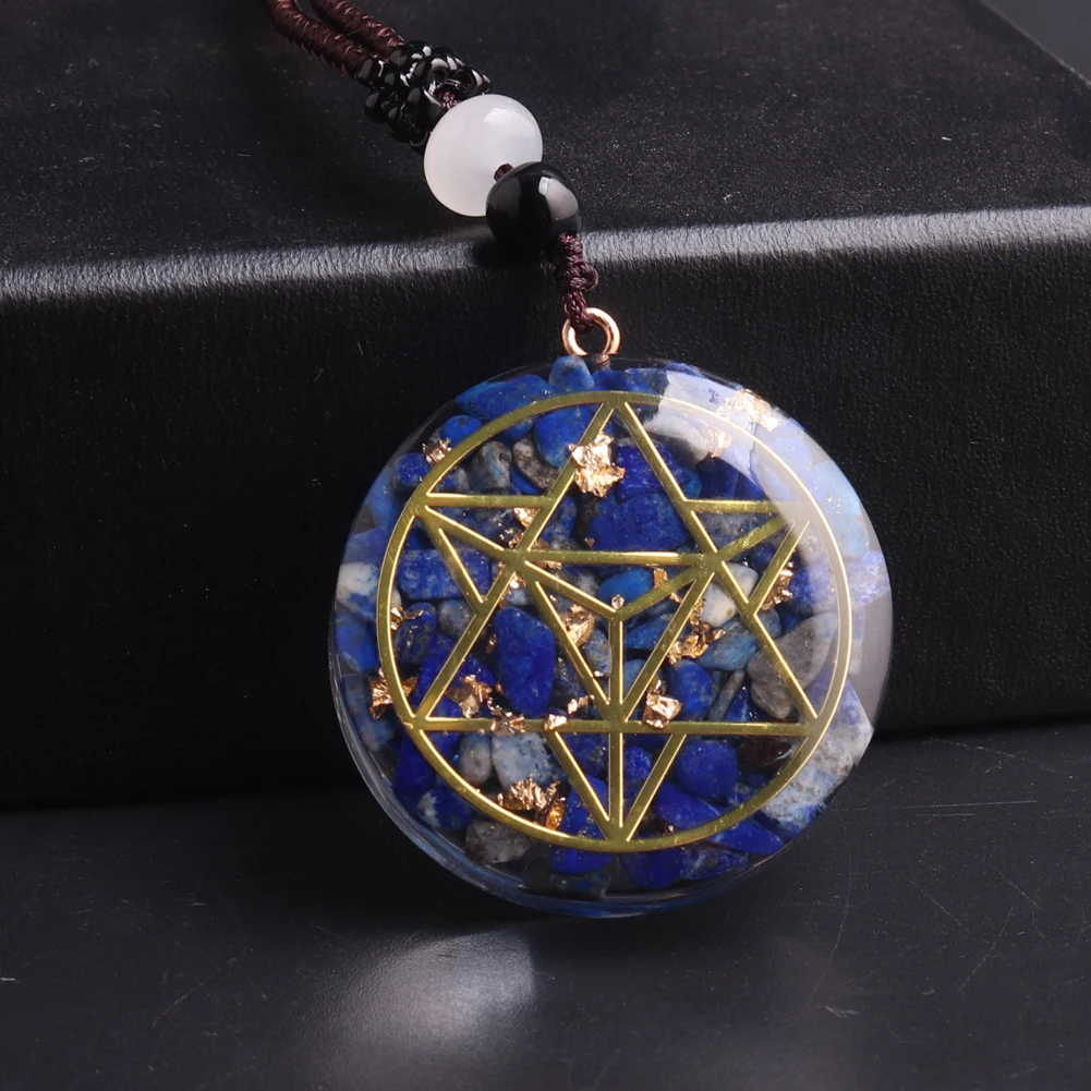 

6pcs /lot Natural Lapis Lazuli Stone Orgone Energy Necklaces Healing Power Spirit Yoga Meditation Pendulum Pendant Jewelry