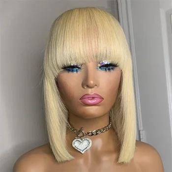 

T Part Blonde Lace Front Wigs Short Bob Wigs With Baby Hair Straight Brazilian Human Hair Wigs 130% Density For Black Women