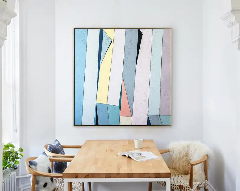 

big Abstract Painting Original Large Acrylic Canvas Colorful Minimal Contemporary Modern Painting Wall Art on Canvas Summer deck
