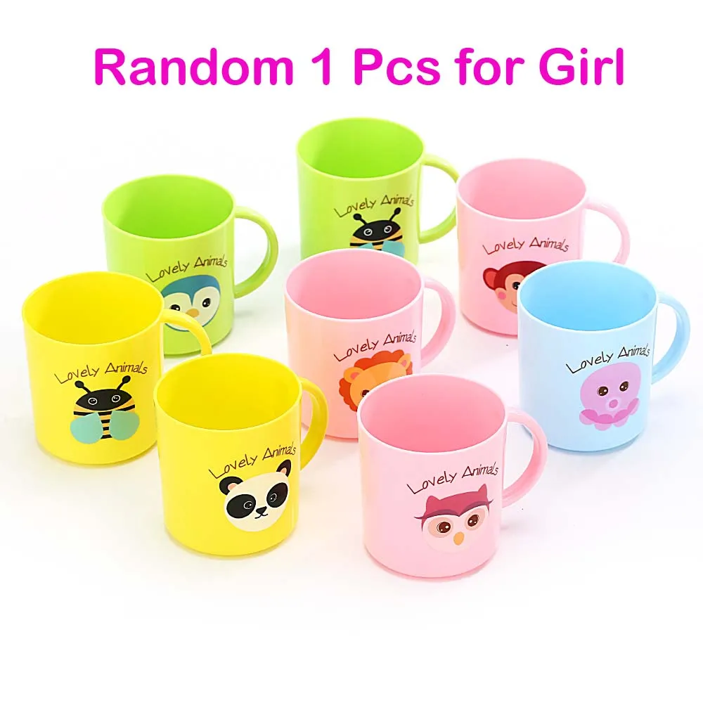 1 шт. 250 мл детская молочная чашка для малышей с ручкой кружка для завтрака домашняя чашка для напитков разные цвета мультяшная - Color: Random 1Pcs for Girl