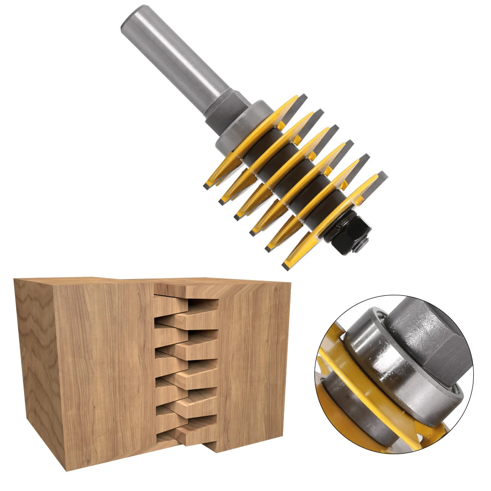 

1/2 Inch Shank Finger Joint Router Bit Woodworking Chisel Cutter YG6 Alloy 45# Carbon Steel High Hardness Corner Polishing Tools