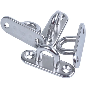 

CSS 4pcs 5mm 304 Stainless Steel Oblong Pad Eye Plate Staple Ring Hook