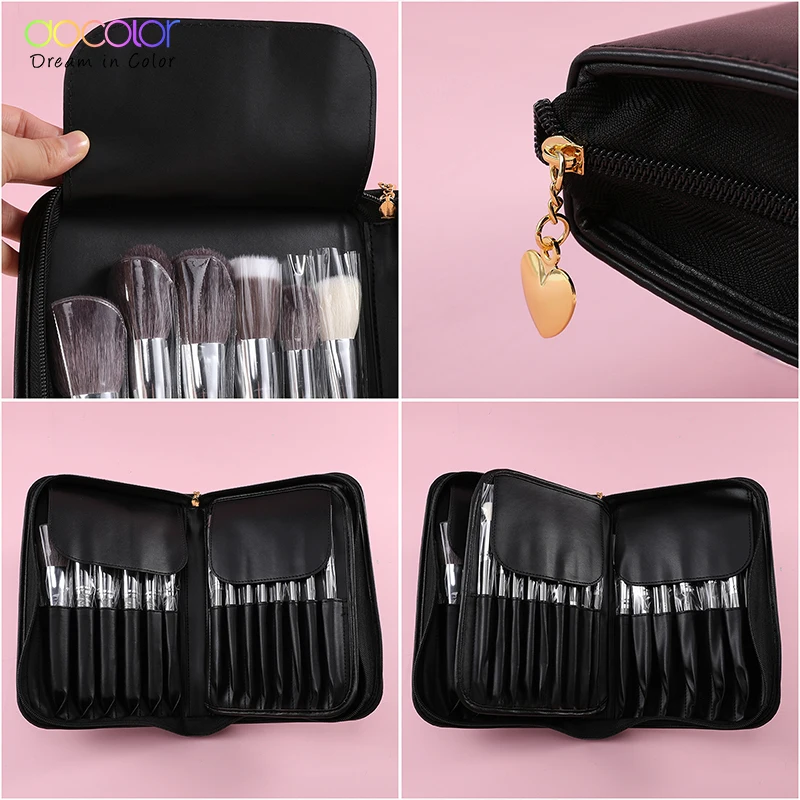 Makeup Brush Set Makeup Brush Makeup Tool Set Makeup Tool Docolor Makeup brushes set 29pcs Professional Natural hair Foundation Powder Contour Eyeshadow make up brushes PU Leather