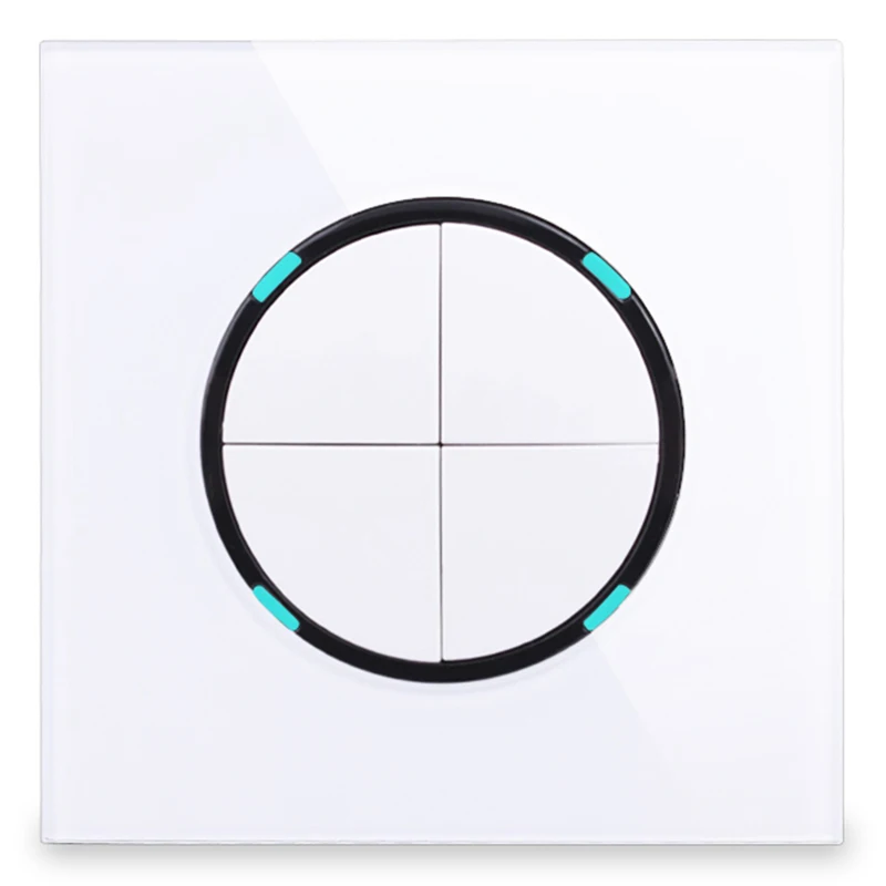 

4 Gang 2 Way Random Click Push Button Wall Light Switch With Led Indicator Crystal Glass Panel 16A