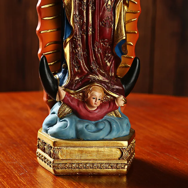 Statue de notre dame de Guadalupe du mexique, Sculpture catholique en résine, décoration religieuse pour la maison et le bureau, artisanat d'ornement 5